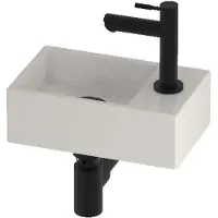 Basic Line Run Fonteinpack 30x18cm - Keramiek - 1 Kraangat - Rechts - Glans Wit / Mat Zwart - 8718835839437 - Rechthoekig - Wastafels, Fonteinen,