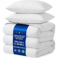 Amazinggirl Dekbed zonder overtrek 220 x 200 cm - winterdekbed Gewatteerd en Microvezel dekbedden naar bed Set: Dekbed 200 x 220 cm met 2 kussens 80 x 80 cm Oeko-Tex