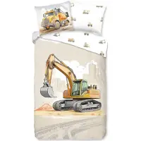 Good Morning kinderdekbedovertrek Excavator - katoen