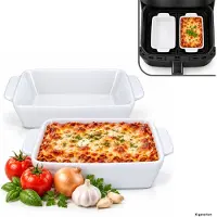 MamboCat Set van 2 STABIL MYSTERY ovenschalen met handvatten 500 ml rechthoekig wit van keramiek – 433200040