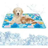 Merkloos Verkoelend Hondenbed - Koelmat voor Honden - Zachte Koeldeken - Krasbestendig - 60 x 50 cm - Blauw