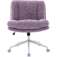 URBAN MEUBLE Breed bureaustoel met een pluizige, paarse bekleding, draaibaar en verstelbaar, in een comfortabele stijl