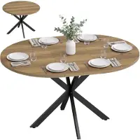 MH Handel GmbH Uitschuifbare eettafel voor 4-6 personen, keukentafel in industriële stijl met spinpoten, bruine houtlook