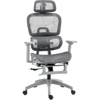 MH Handel GmbH Bureaustoel, ergonomische bureaustoel met mesh-bekleding, verstelbaar, verplaatsbaar, met armleuningen en hoofdsteun, grijs