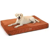 PromoHome Orthopedisch hondenbed voor grote honden – 107 x 76 x 10 cm – Oranje – wasbaar, waterdicht