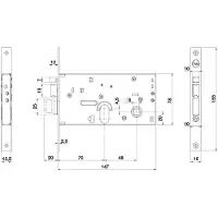 Yale Elektronisch slot voor deurpost, model 852 E70-2, met een plaatdikte van 16 mm en een inbouwmaat van 48 mm.
