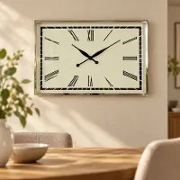 Hoppa! Vierkante wandklok met Romeinse cijfers - Crème/Chroom - 5 x 61 x 41 cm (B x D x H)