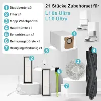 PromoHome Accessoire set voor Xiaomi X20 Plus, Dreame L10s Ultra, X10+, S20, L10 Ultra – 21-delig, inclusief stofzuigzakken, filters, borstels en dweilpads