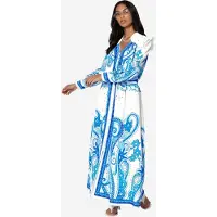 MSN Collection V-hals Paisley Maxi Jurk met Split