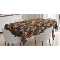 Abakuhaus afrikanisch Tafelkleed, Abstracte Paisley Motieven, Vuilafstotend, onderhoudsvriendelijk en wasbaar, print met heldere kleuren zonder vervaging, 140 x 200 cm, Meerkleurig