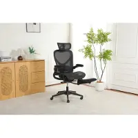 HAUSS SPOLE Bureaustoel - Ergonomisch Opklapbaar Design - Met Hoofdsteun, Lendensteun En Voetsteun - Voor Werk, Studie En Gamen - Mesh Zwart