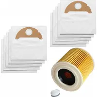 AreoSe - Stofzuigerzakken en filters voor Karcher WD2 A2004 2054 MV2 | 6.904-322.0 + Filtr 6.414-552.0 - 10 zakken + 1 filter