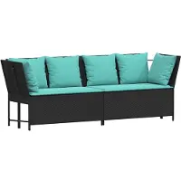 vidaXL Tuinbank met kussens poly rattan zwart