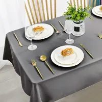 PromoHome Tafelkleed waterdicht 130x160 cm lichtgrijs - vlekafstotend polyester tafellinnen voor binnen en buiten