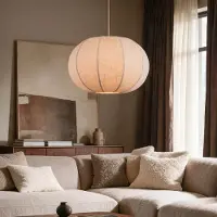 LumenXL Hanglamp Stefia met grote beige linnen kap - taupe