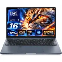 Ninkear N16 Pro 125H - 16 inch laptop - Intel Core 5 - 120 Hz - 24 GB LPDDR5 - 1TB SSD - Zakelijke Laptop - Windows laptop Toetsenbordverlichting - FHD-webcam - Windows 11 Pro - Werk Laptop