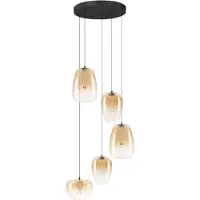 Lyora Design hanglamp Oblo 5-lichts amber glas
