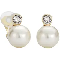 Traveller parel oorclips - met 12mm Swarovski Crystal parel - 22ct verguld - #113486