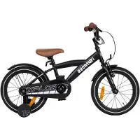 Aventuri Explorer 3.0 jongensfiets, 16 inch, kinderfiets voor kinderen van 4 tot 6 jaar, lengte 100-115 cm, met stabilisatorwielen, matzwart