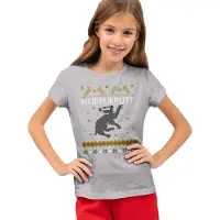 Harry Potter Hufflepuff-T-shirt voor kinderen van ringspun-katoen met een grappig kerstmotief (Atletische Heide)