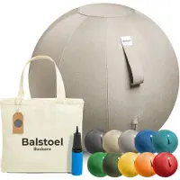 Backerz Zitbal 65 CM - Zitballen met Hoes Linnen - Ergonomische Bureaustoel Kantoor en Thuis - Luxe Yoga Bal - Zand Grijs
