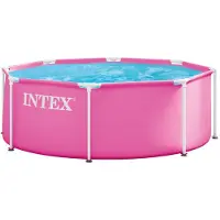 Intex 28290ND - Zwembad met roestvrijstalen frame, roze (244x76 cm) - Zwembad/Plungepool