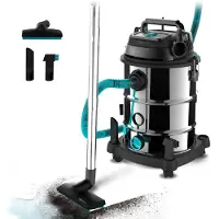 Cecotec Conga RockStar Wet & Dry Steel Max Pro, geschikt voor zowel droog als nat gebruik, zwart, grijs, roterend, 30 liter, 4 wielen, AC