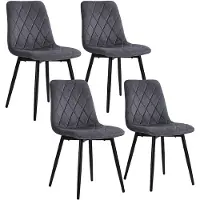 Relaxdays Eetkamerstoel, set van 4, fluweel, metalen poten, draagvermogen 120 kg, geschikt voor woonkamer en keuken, gestoffeerde keukelstoel, antraciet