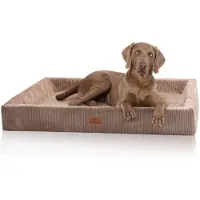 Knuffelwuff orthopedisch hondenbed van ribfluweel met handgeweven uiterlijk Santiago S 70 x 50cm Bruin