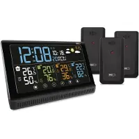 Emos Draadloos weerstation met 3 externe sensoren en een USB-poort, thermometer, hygrometer, weersvoorspelling, standaard/wandmontage, adapter
