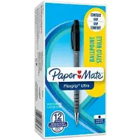Papermate Balpen Flexgrip Ultra Clic , met drukknop, zwart, 12 stuks