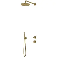 Hotbath Cobber IBS7009 Inbouw Doucheset - Staafhanddouche - 25cm Hoofddouche - Wandarm - Wandhouder - Geborsteld Messing PVD - Messing - Kranen, - Kranen, Douchekranen, Douchesets, Inbouw douchesets