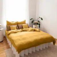 LILIMAUS Dekbedovertrek 155x220 cm (Duitse maat) met kussensloop 80x80 cm - mousseline katoen - geel