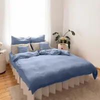 LILIMAUS Dekbedovertrek 135x200 cm (Duitse maat) met kussensloop 80x80 cm - mousseline katoen - blauw