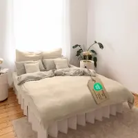 LILIMAUS Dekbedovertrek 200x220 cm met 2 kussenslopen 80x80 cm - mousseline katoen - lichtbeige en crème
