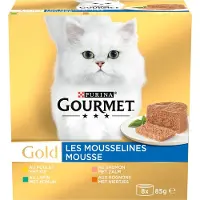 Gourmet 6x Gold Kattenvoer Nat Mousse Kip - Zalm - Niertjes - Konijn 8 x 85 gr