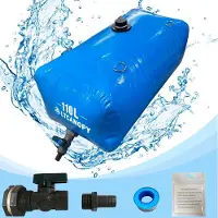 Merkloos Waterzak 110 liter - Opvouwbare watertank - Draagbaar waterreservoir met adapteraansluiting - PVC dubbelzijdig - UV-bestendig
