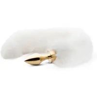 EasyToys Fox NO13 - metalen buttplug met vossenstaart, anaalkegel (goud-wit)