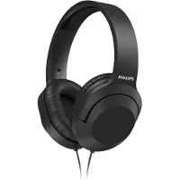 Philips Audio TAH2005BK 00 Over-ear stereo hoofdtelefoon met kabel, 2 meter kabel, 40 mm neodymium drivers, passieve ruisonderdrukking, verstelbare hoofdband, bedrade on-ear hoofdtelefoon, zwart