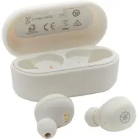 Yamaha TW-E3A Bluetooth-koptelefoon. Draadloze oordopjes in wit. 6 uur afspeeltijd per keer opladen. Waterdicht, IPX5-certificering. Inclusief oplaadcase