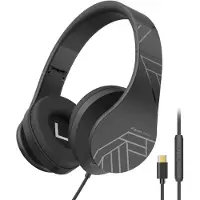 PowerLocus USB-C over-ear hoofdtelefoon. Geluidskwaliteit, draagcomfort, veelzijdig inzetbaar. Zwart, USB Type C
