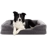 Lumaland orthopedisch hondenbed van corduroy | ergonomische hondensofa 90x65 cm – voor middelgrote honden | antislipbodem | vulling en hoes wasbaar | hondenmand met traagschuim