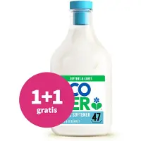 Ecover 1+1 gratis: Wasverzachter Roos & Bergamot 47 wasbeurten 1,43 liter