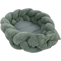 Meowbaby Babynest met Gevlochten Rand Olijfgroen