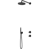 Hotbath Cobber IBS7009 Inbouw Doucheset - Staafhanddouche - 25cm Hoofddouche - Wandarm - Glijstang - Gepolijst Zwart Pvd - Messing - Kranen, - Kranen, Douchekranen, Douchesets, Inbouw douchesets