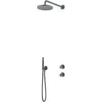 Hotbath Cobber IBS7009 inbouw regendoucheset met ronde handdouche aan glijstang en 30cm ronde hoofddouche aan 40cm wandarm chroom