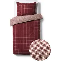 HEMA Dekbedovertrek 140x200/220cm Flanel Ruiten Bordeaux (donkerrood)