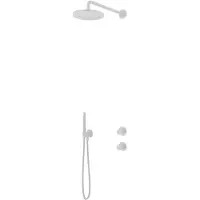 Hotbath Cobber IBS7009 Inbouw Doucheset - Staafhanddouche - 20cm Hoofddouche - Wandarm - Wandhouder - Mat Wit - Messing - Kranen, Douchekranen, - Kranen, Douchekranen, Douchesets, Inbouw douchesets
