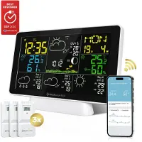MostEssential Weerstation Wifi Edition - Plug & Play Installatie - Draadloos - Weerstation met Buitensensor - Hygrometer - Binnen en Buiten - 150 Meter Bereik - Inclusief App - Wit - 3 sensors