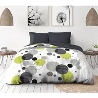 HOME LINGE PASSION Dream Bubbles Microvezel beddengoedset – 1 dekbedovertrek (220 x 240 cm) + 2 kussenslopen (63 x 63 cm) – Grijs